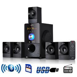 beFree Sound 5.1 Channel Surround Sound Bluetooth Speaker System in Black