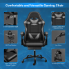 YSSOA Racing Video Backrest and Seat Height Recliner Gaming Office High Back Computer Ergonomic Adjustable Swivel Chair, With footrest, Black/Grey