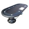 INO Design 96Inch Oval Black Speed Cloth Surface Wooden Texture Racetrack Poker Table With Metal Chip Tray