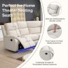 82.6" Home Theater Seating Seats Manual Chairs Recliner with LED Light Strip for Living Room, Beige