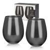 Gunmetal Stemless Wine Glasses by Viski