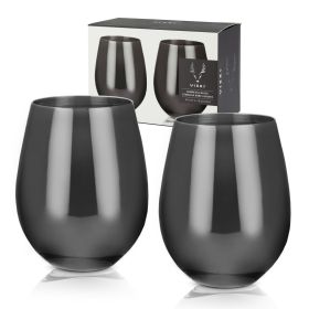 Gunmetal Stemless Wine Glasses by Viski