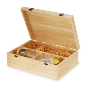 Wood Wine Box with Set of 2 Stemless Glasses by Twine Living