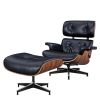 Large Version Genuine Leather Lounge Chair Club Seat Armchair Ottoman 8 Layer Plywood Frame Living Room Furniture