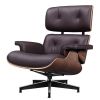 Large Version Genuine Leather Lounge Chair Club Seat Armchair Ottoman 8 Layer Plywood Frame Living Room Furniture