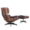 Large Version Genuine Leather Lounge Chair Club Seat Armchair Ottoman 8 Layer Plywood Frame Living Room Furniture