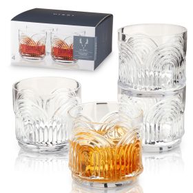 Deco Beau Crystal Lowball Tumblers Viski (Material: lead free crystal, Color: Clear)